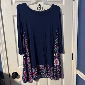 White Stag Asymmetrical Blue and Pink Tunic Dress